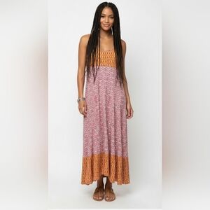 Grisbi Dress Maxi Pink Orange Boho Festival Hippie L